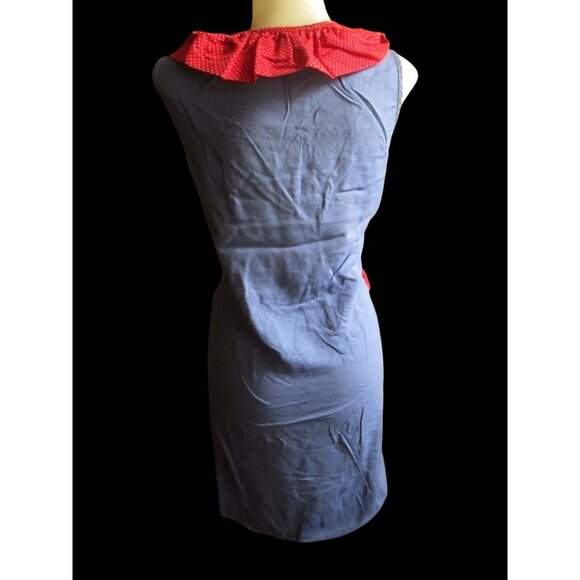 True Vintage Womens Dress 8 1960's Handmade Chambray Red Polka Dot Country - Picture 2 of 7